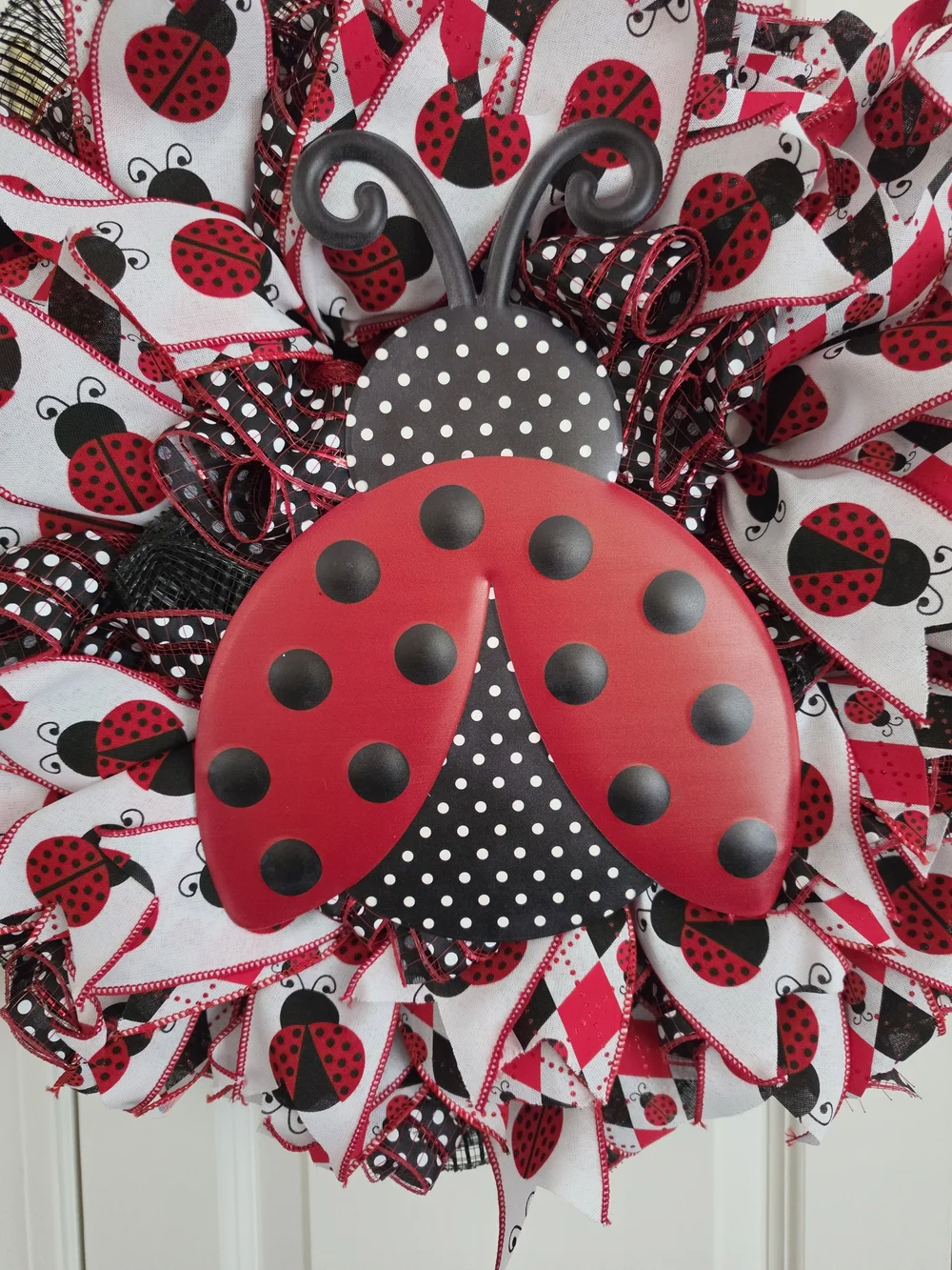 Ladybug Decorative Wreath - Red, Black, White